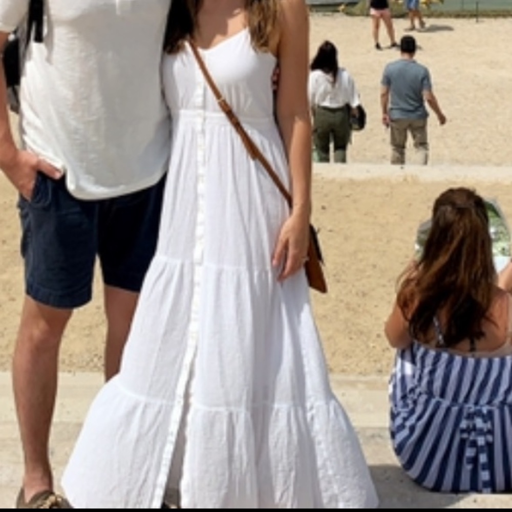 H&M cotton maxi dress white size 4